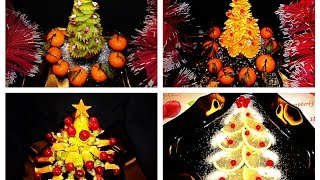 4 LIFE HACKS HOW TO MAKE CHRISTMAS TREE & FRUITS CARVING - ORANGE KIWI APPLE LEMON PINEAPPLE ART