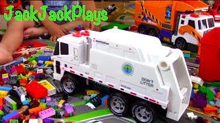 Toy Garbage Trucks for Children! NYC Sanitation Truck, Recycling, Lego Pretend Play | JackJackPlays