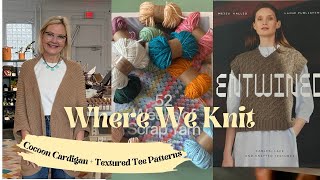 Cocoon Cardigan + Textured Tee Patterns #knittingpodcast #purlsoho #camelyarn #rowanyarn