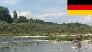 Germany: gold panning in river Rhine - near Basel, Istein, Kembs Loechle