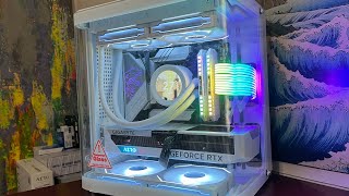 The most aesthetic white mini fish tank pc build (Jonsbo TK-1 rtx aero i7 13700k 32gb dominator) POV