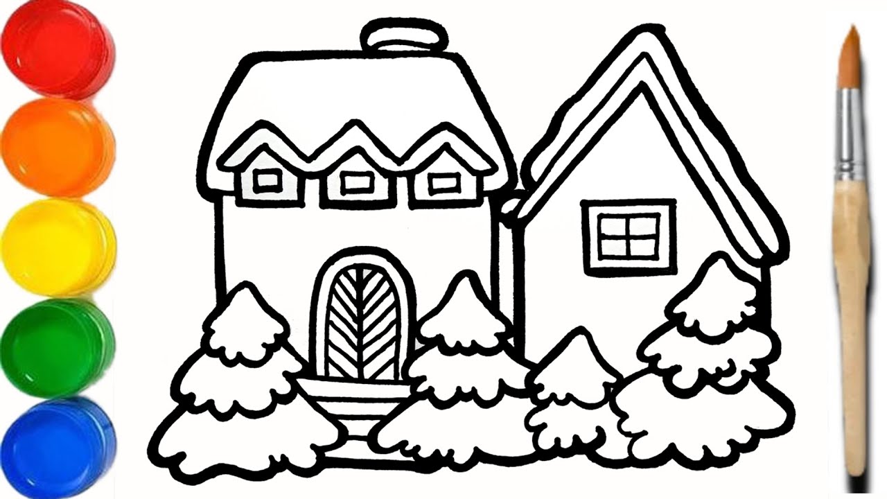 How To Draw Beautiful House Step By Step Painting House Youtube