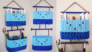Making Wall Hanging Pen Holder with Waste Paper | Pen Stand | Paper Crafts