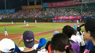 2017台北世大運棒球中韓大戰 四棒蘇智傑擊出左外野高飛球遭接殺