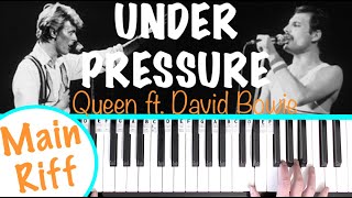 UNDER PRESSURE - Queen ft. David Bowie EASY Piano Tutorial (Main Riff)