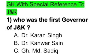 GK With Special Reference To J&K | JKP Constable | MCQs | PYQs | important Questions for jkp Constab