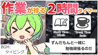 【ASMR】ずんだもんと一緒に勉強や作業を頑張ろーなのだ【ポモドーロタイマー2時間】【タイピング音】【勉強用・作業用BGM】