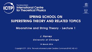 J. Harvey: Moonshine and String Theory - Lecture 1