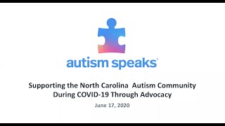 North Carolina COVID-19 Autism Advocacy Update Webinar