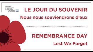 Cérémonie virtuelle en honneur du jour du Souvenir, Virtual Remembrance Day Ceremony