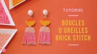 TUTO Brick Stitch | Boucles d'oreilles Miyuki pendantes style Color Block