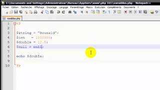 Tutorial php : 5 variables types