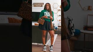 How to Style a Bubble Skirt with a Sweatshirt #skirt #sweatshirt #converse #brandonblackwood #ootd