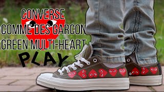 CONVERSE x COMME DES GARCON GREEN MULTI HEART LOW REVIEW \u0026 ON FEET!