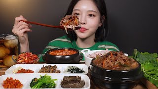 ENG SUB)Bulgogi in hot pot mukbang with spicy brisket Sundubu soup ASMR Korean Eating Show