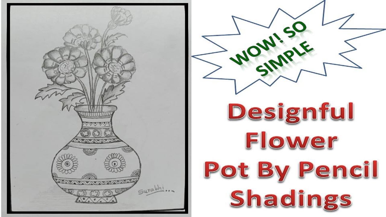 Flower Pot Drawing Shading At Sam Hamby Blog