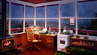 Cozy Fire Tower Cabin Ambience - Thunderstorm & Fireplace Sounds for Sleep,  Relaxation,  Focus