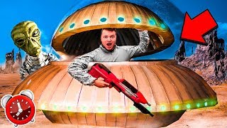 24 Hour Box Fort UFO ESCAPE! Sleep Pods, Aliens, Nerf & More