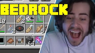 Cellbit obtém uma pilha de rocha de Rubius no QSMP Minecraft ll Cellbit gets a stack of bedrock