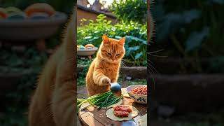 Adorable Cat Cooks Up Something Delicious! 🐾❤️ #cat #cooking #shorts