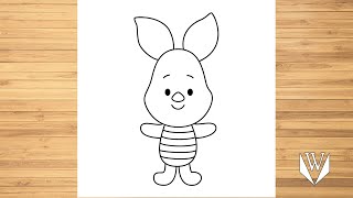 How to draw Piglet Step by step, Easy Draw | Free Download Coloring Page