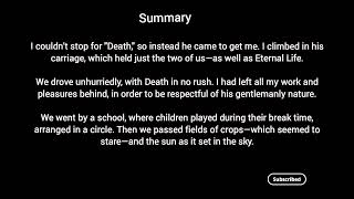 Because I could not stop for Death by Emily Dickinson summary in Tamil