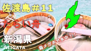 箱メガネで水中確認！たらい舟（宿根木はんぎり）で外海！新潟県佐渡島。Take a Tarai Bune (Shukunegi Hangiri) to the open sea!