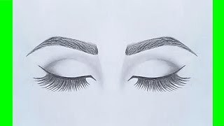 How to draw Closed Eyes for beginners - step by step - Pencil Sketch drawing