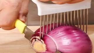 Effortlessly Slice Onions with this 1pc Colorful Onion Slicer Kitchen stainless steel potato chip on