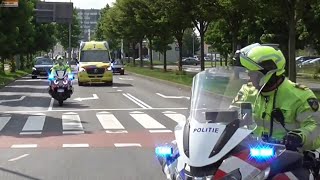 Spoedtransport 5x Politiemotor met Ambulance vanaf het ziekenhuis voor VTB Oefening!