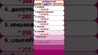 தமிழ்நாட்டின் முக்கிய ஆறுகள் \u0026 நீளங்கள் | lengths of tamilnadu rivers | பொது அறிவு |