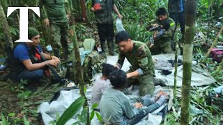 Moment four children found alive after spending six weeks in Colombian jungle