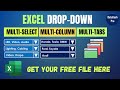 Create Excel Multiple Selection dropdown in Multi columns & Tab