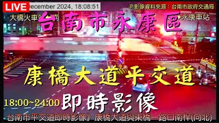 Ⓒ-07-🟢台南市永康區康橋大道平交道 即時影像 20250225 18:00~24:00 》康橋大道與東橋一路口南桿(向北)即時影像》車流人流狀況  BGM Country music  🅐Ⓒ203