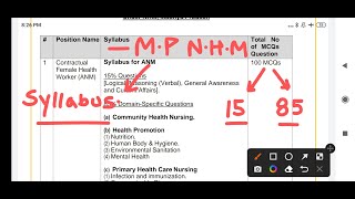 MP NHM ANM VACANCY 2022 - EXAM SYLLABUS - IMPORTANT TOPICS - TOTAL QUESTIONS  - MP ANM FORM