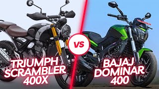 Triumph Scrambler 400X VS Bajaj Dominar 400 || Triumph VS Bajaj