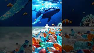 Marine animals + plastic (turtles, tuna, dolphins, sharks, whales, sea lions, penguins)