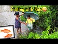 Fishing with Kids🤩 and caught so many barbs | Fishing in rainy days☔️🔥| How to catch river fish