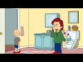 Classic caillou pushes Rosie in the toilet