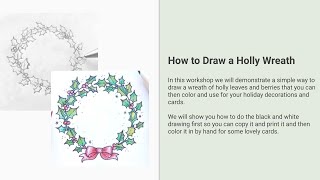 How to draw a holly wreath