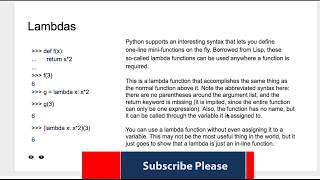 Python Tutorial -8- Lambdas