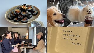 [일상 Vlog]놀고 먹고 마신 연휴 브이로그💕|  갈비찜 레시피, 냉이김밥, 오늘카페, 스타독스