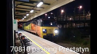 Prestatyn 04.08.2020 - Colas 70810 on engineers train passing Prestatyn