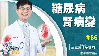 【糖尿病是腎臟病變主因   糖友應每年驗尿、抽血，檢查尿蛋白與腎絲球過濾率以避免洗腎】腎臟內科許高鳴醫師-三分鐘醫學堂第86堂