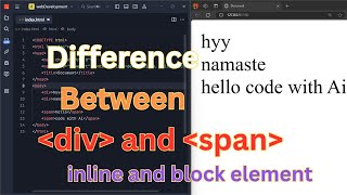 Inline vs Block Elements in HTML div tag, span tag ,p tag | HTML Tutorial for Beginners