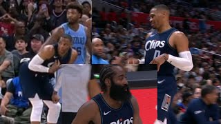 WESTBROOK MAD AS HELL AFTER JAMES HARDEN SUBS IN FOR HIM IN 4TH! WHISPERS "HELL NO! IM STAYIN IN