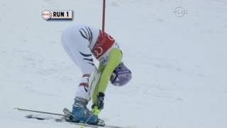 Maria Riesch wipes out in slalom - from Universal Sports