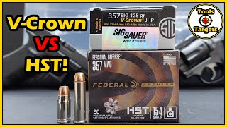 SIG vs MAG!....357 V-Crown vs Federal HST Self-Defense AMMO Ballistic Gel Test!