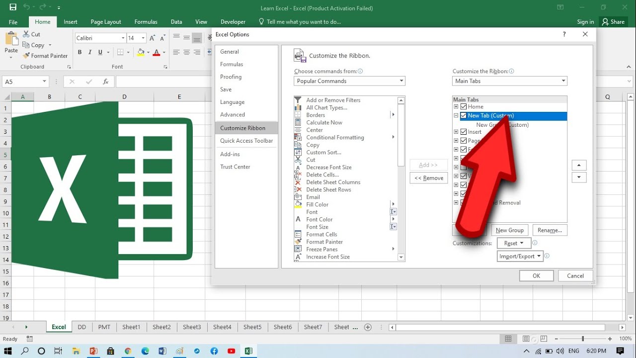 How To Add Custom Tab In Excel 2016 - YouTube