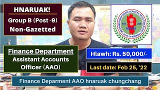 Mizoram Hnaruak! AAO Post -9 Finance Department | Hlawh Rs. 44900 - 142400/- | Form fill up dan